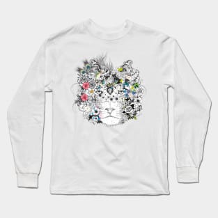 extraordinarily decorated lion mane with flowers Long Sleeve T-Shirt